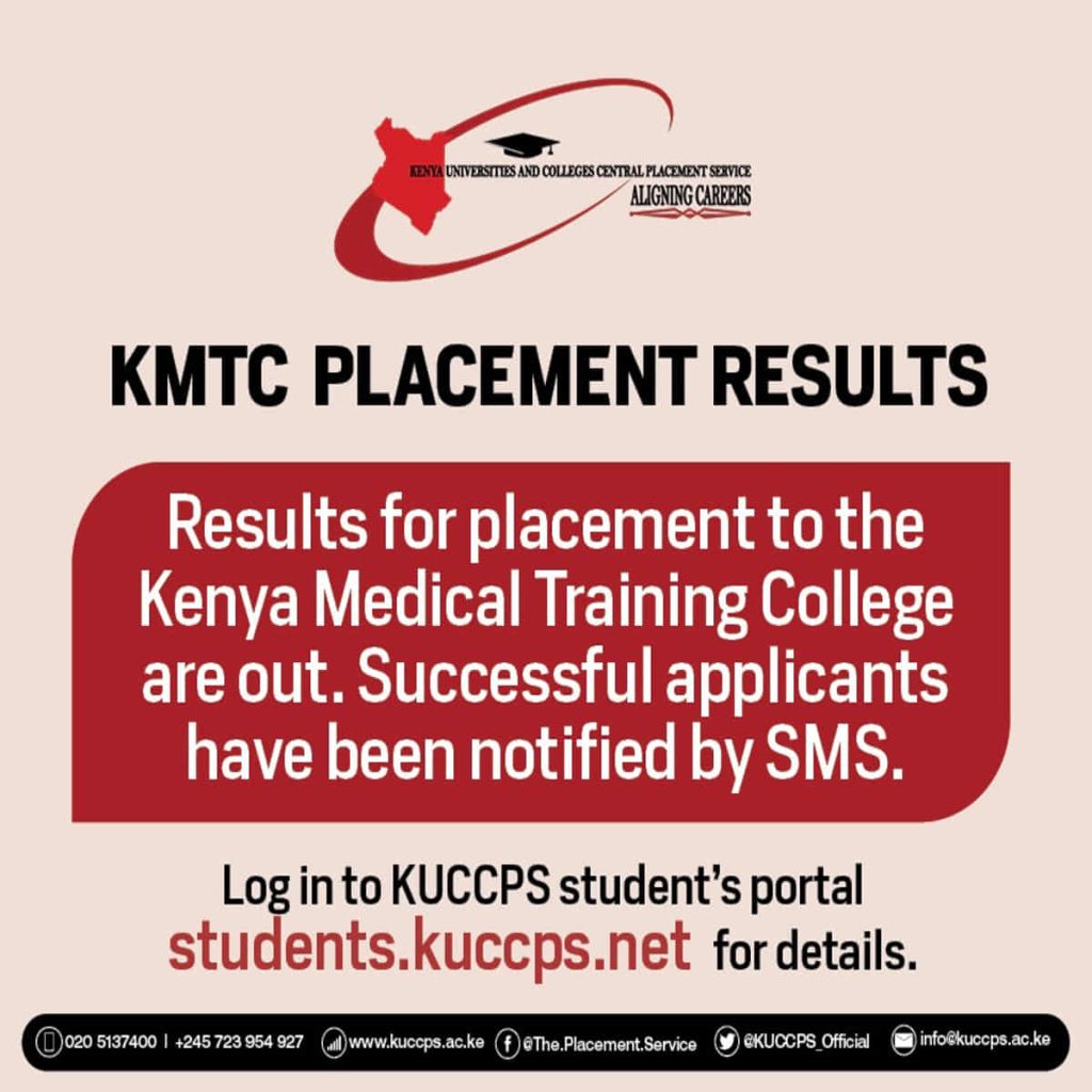 KMTC Placement Results 2024 - Kenya Education Guide